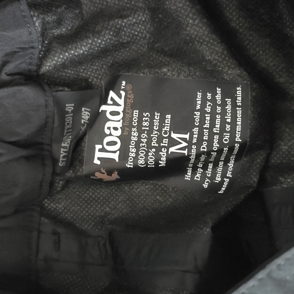 NWT Men's Toadz Toadskinz Waterproof Black Pants Medium - Picture 9 of 9